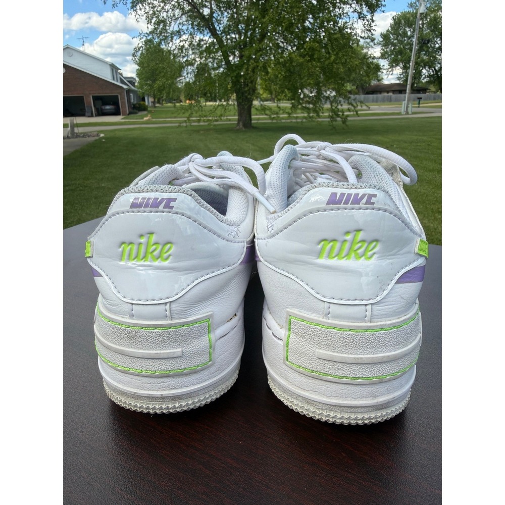 Nike Air Force 1 Shadow Women Size 9 White Purple Electric Green DD9684-100 - Picture 4 of 8